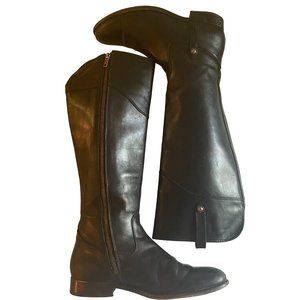 Frye women Tall black leather boots size 8 Knee High Riding